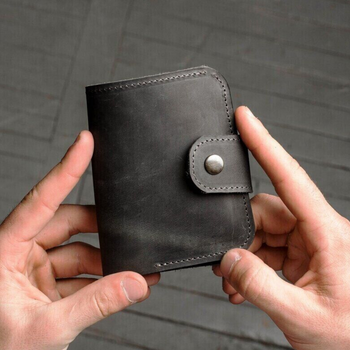 Чоловічий гаманець ручної роботи арт. 103 темно-сірого кольору з натуральної вінтажної шкіри 103_bordo_kaizer Boorbon